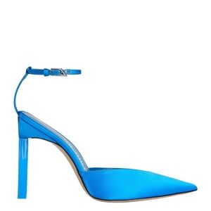 The Attico aqua blue satin pointed-toe pumps